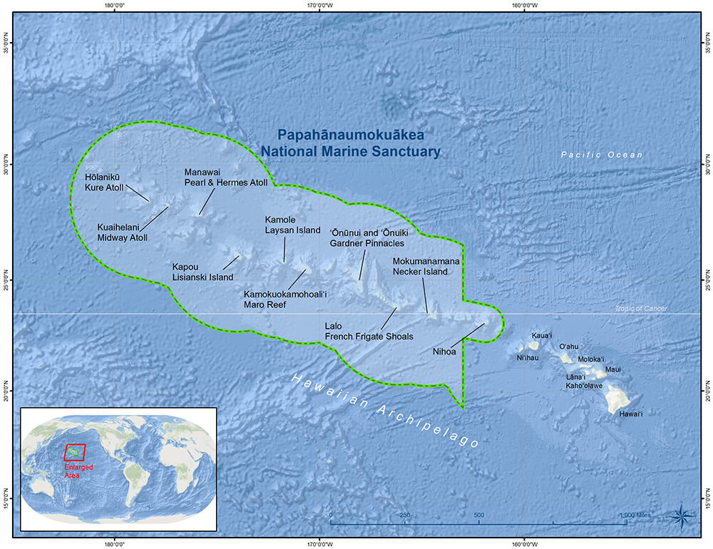 papahanaumokuakea national marine sanctuary map 1000