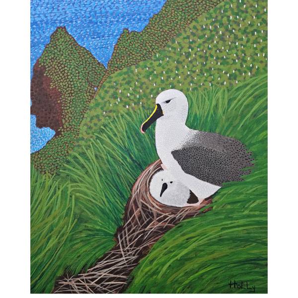 Holly Parson’s “Nestled in a Cliffside Colony” completes ACAP’s art poster series for World Albatross Day 2025